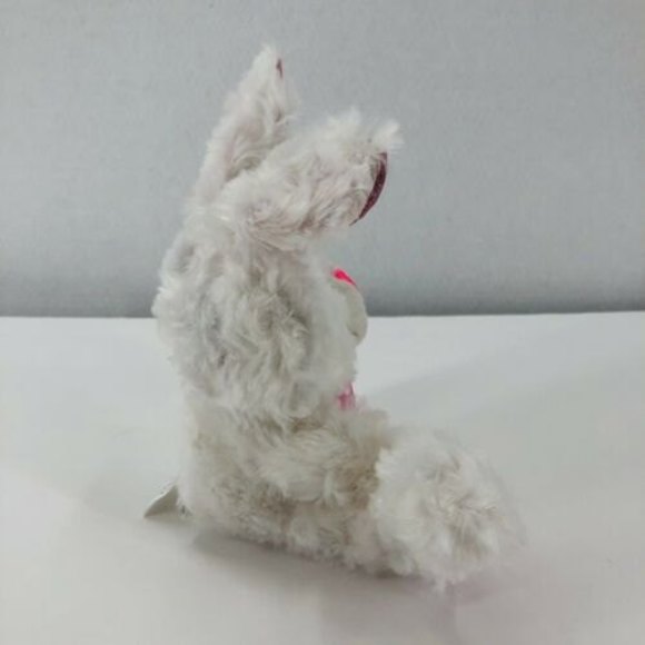 Greenbrier White Plush Bunny Rabbit Pink Sparkle Ears Paws Stuffed Animal Toy 8" - Picture 5 of 9